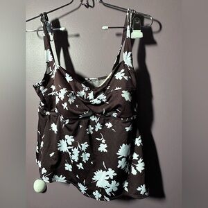 Floral Brown and White Tankini